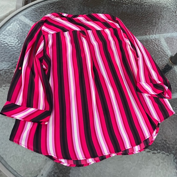 Torrid Harper Georgette 3/4 Sleeve Striped Blouse Size 3X - Picture 7 of 10